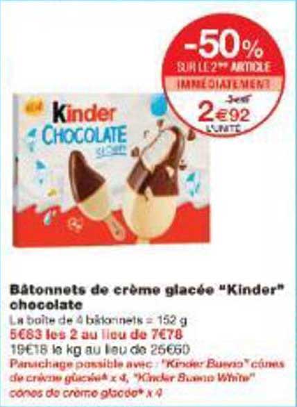Bâtonnets de crème glacée "Kinder" chocolat