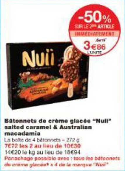 Bâtonnets de crème glacée “Nuil” salted caramel & Australian macadamia