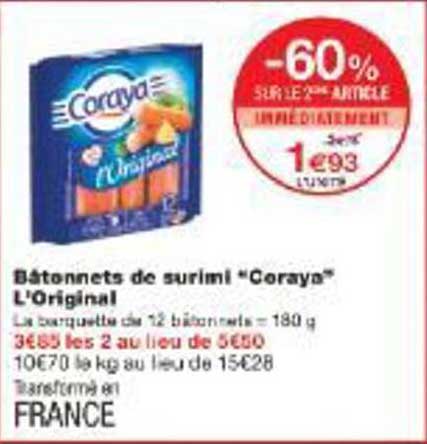 Bâtonnets de surimi “Coraya” L'Original