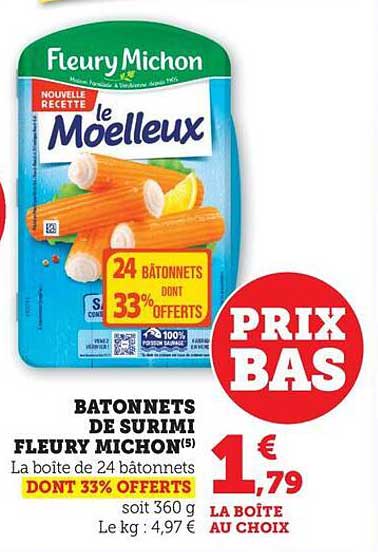 Bâtonnets de surimi Fleury Michon