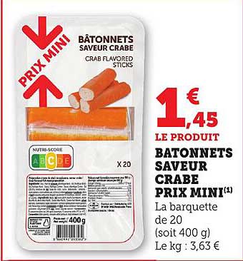 BÂTONNETS SAVEUR CRABE PRIX MINI