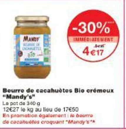 Beurre de cacahuètes Bio crémeux "Mandy's"