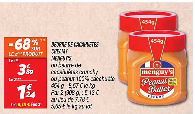 BEURRE DE CACAHUÈTES CREAMY MENGUY'S
