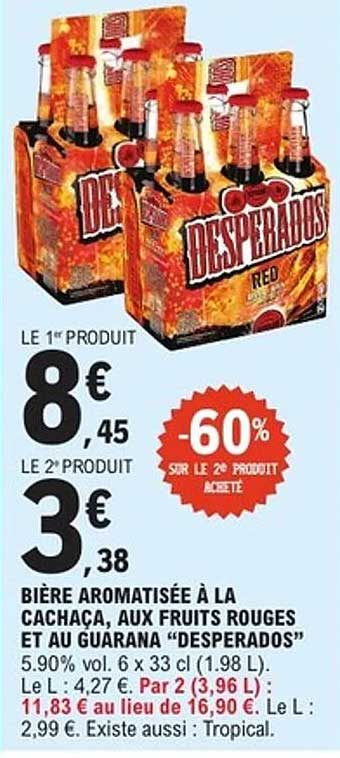 Bière aromatisée à la cachaça, aux fruits rouges et au guarana "Desperados"