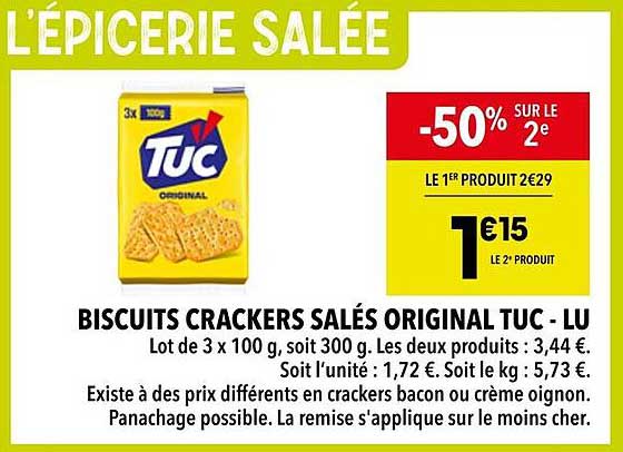 BISCUITS CRACKERS SALÉS ORIGINAL TUC - LU