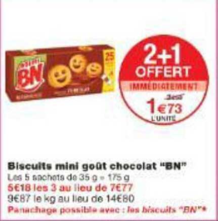 Biscuits mini goût chocolat "BN"