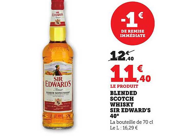 BLENDED SCOTCH WHISKY SIR EDWARD'S 40°