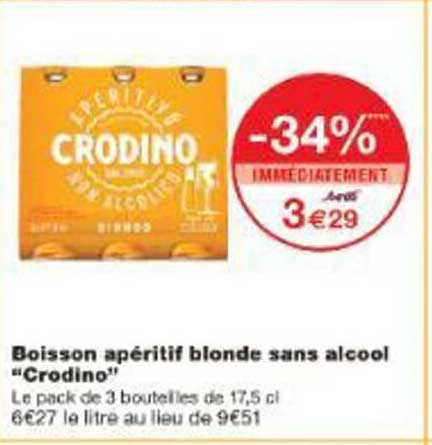Boisson apéritif blonde sans alcool "Crodino"