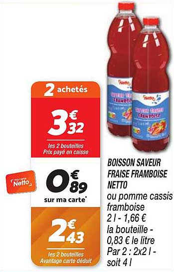 BOISSON SAVEUR FRAISE FRAMBOISE NETTO