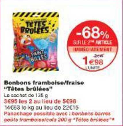 Bonbons framboise/fraise "Têtes brûlées"