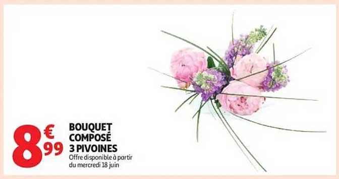 BOUQUET COMPOSÉ 3 PIVOINES