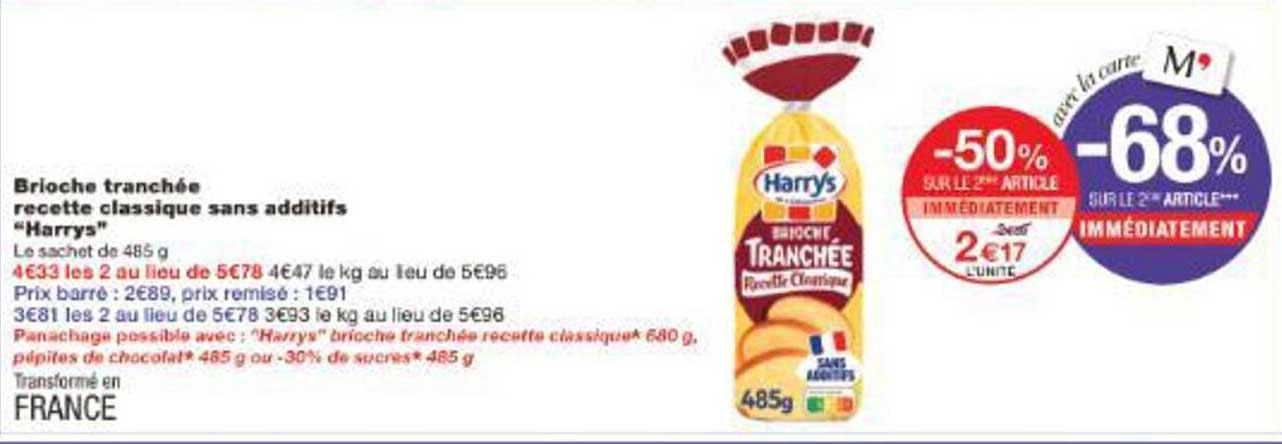 Brioche tranchée recette classique sans additifs 'Harry's'