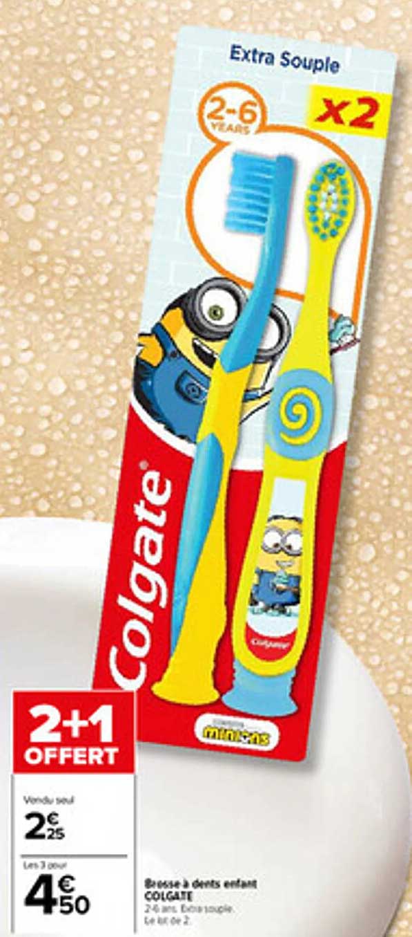 Brosse à dents enfant COLGATE 2-6 ans, Extra Souple, x2
