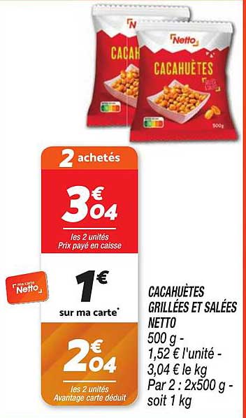CACAHUÈTES GRILLÉES ET SALÉES NETTO