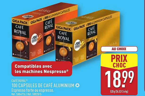 Café Royal - 100 CAPSULES DE CAFÉ ALUMINIUM