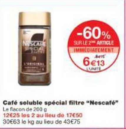 Café soluble spécial filtre “Nescafé”