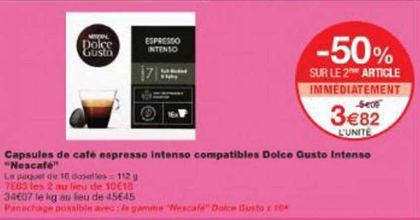 Capsules de café espresso intenso compatibles Dolce Gusto intenso "Nescafé"