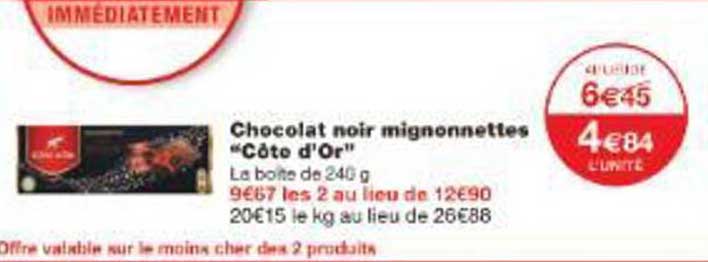 Chocolat noir mignonnettes "Côte d'Or"