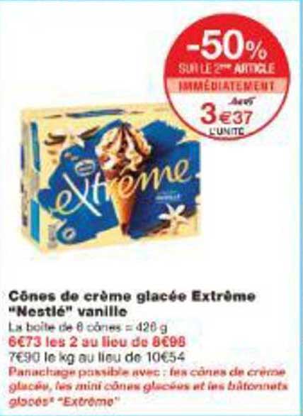 Cônes de crème glacée Extrême "Nestlé" vanille
