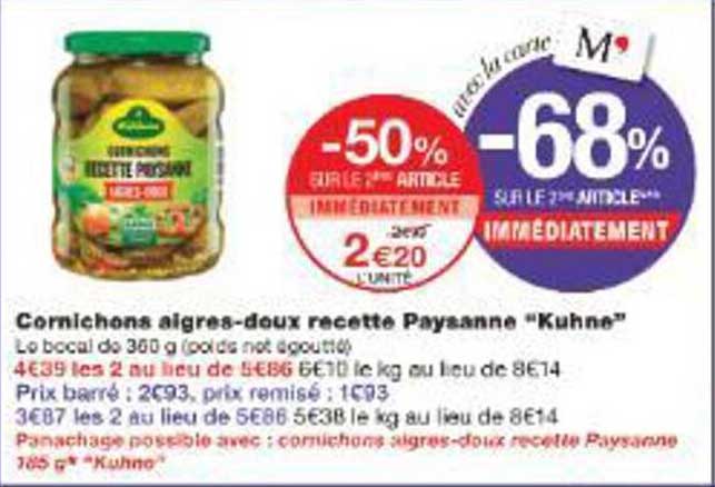 Cornichons aigres-doux recette Paysanne "Kuhne"
