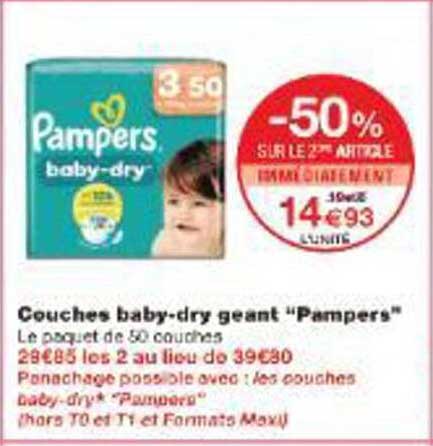Couches baby-dry géant "Pampers"