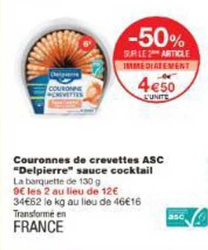 Couronnes de crevettes ASC "Delpierre" sauce cocktail