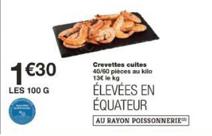 Crevettes cuites 40/60 pièces au kilo