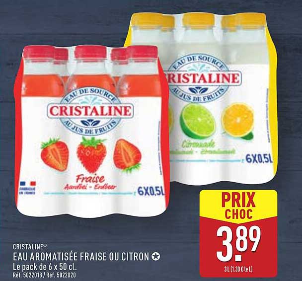 CRISTALINE® EAU AROMATISÉE FRAISE OU CITRON