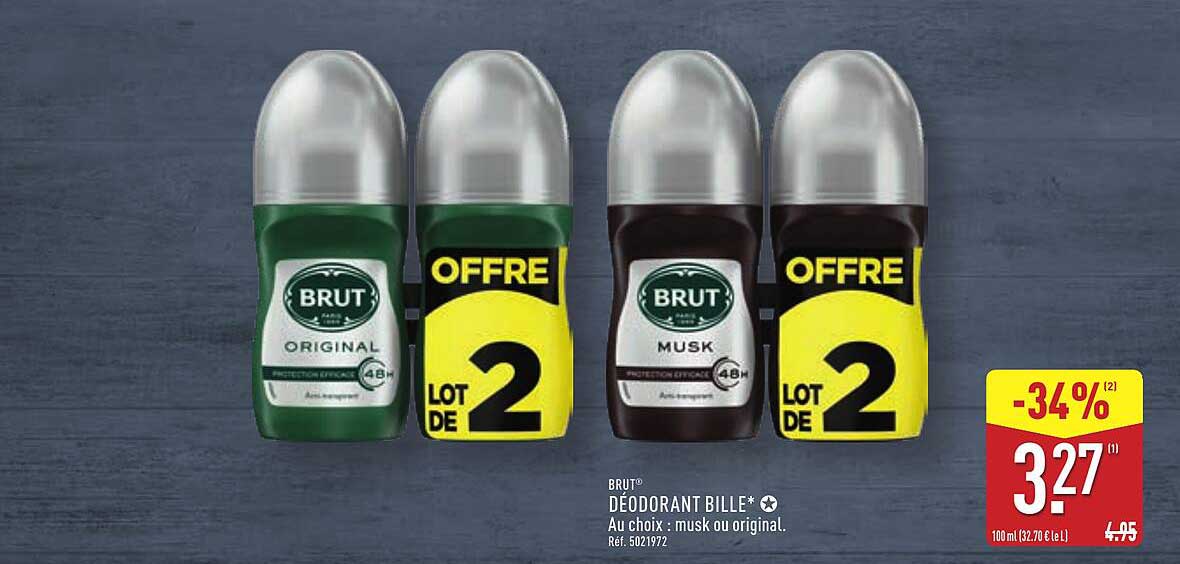 DÉODORANT BILLE BRUT AU CHOIX : MUSK OU ORIGINAL - LOT DE 2