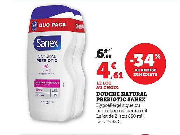 DOUCHE NATURAL PREBIOTIC SANEX