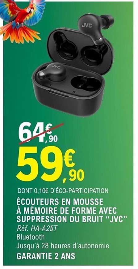 ÉCOUTEURS EN MOUSSE À MÉMOIRE DE FORME AVEC SUPPRESSION DU BRUIT “JVC”
