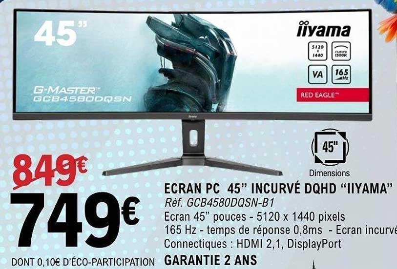 ECRAN PC 45" INCURVÉ DQHD "IIYAMA"
