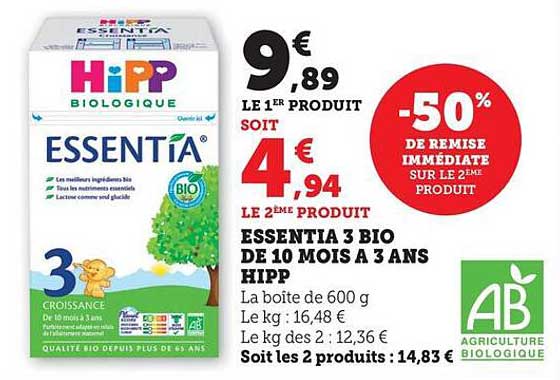 ESSENTIA 3 BIO DE 10 MOIS A 3 ANS HIPP