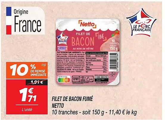 FILET DE BACON FUMÉ