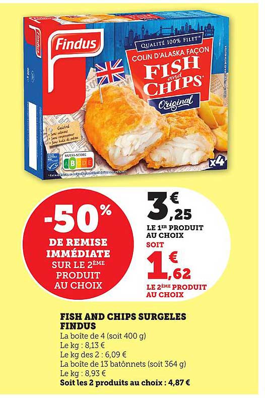 FISH AND CHIPS SURGELES FINDUS