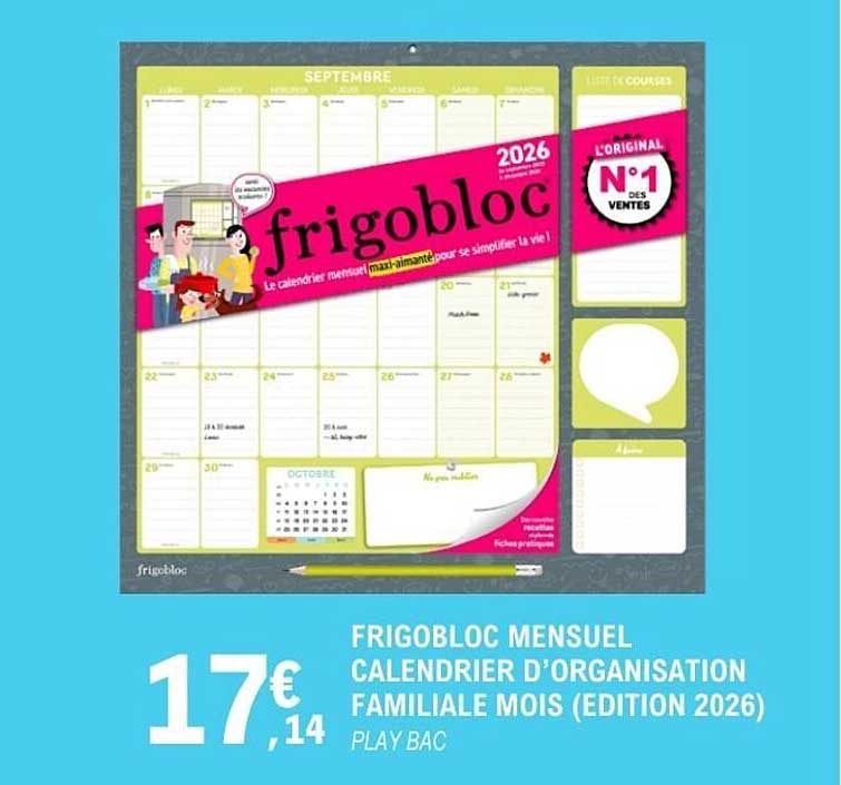 FRIGOBLOC MENSUEL CALENDRIER D’ORGANISATION FAMILIALE MOIS (EDITION 2026)