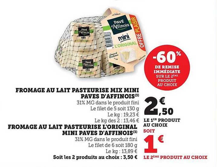 FROMAGE AU LAIT PASTEURISE MIX MINI PAVES D'AFFINOIS