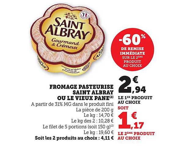 FROMAGE PASTEURISÉ SAINT ALBRAY OU LE VIEUX PANÉ