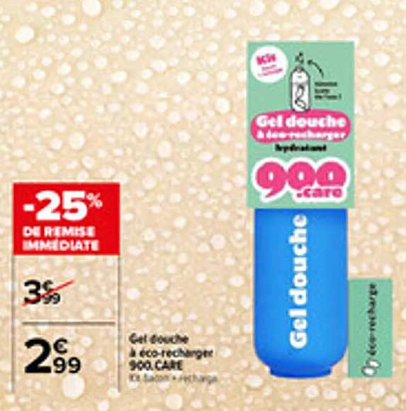 Gel douche à éco-recharger 900 CARE