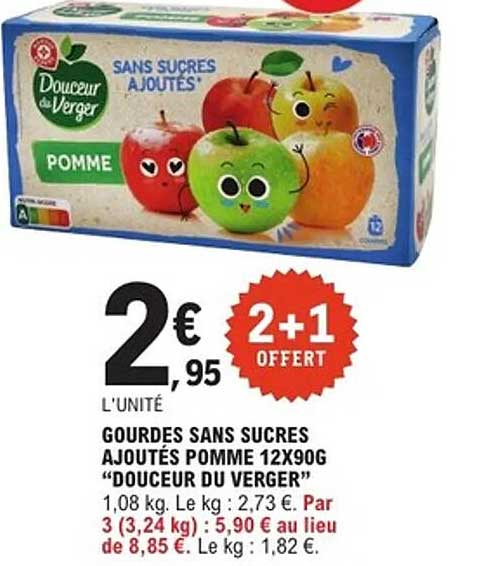 GOURDES SANS SUCRES AJOUTÉS POMME 12X90G "DOUCEUR DU VERGER"