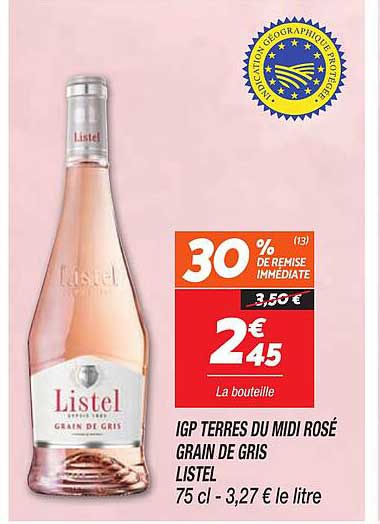 IGP TERRES DU MIDI ROSÉ GRAIN DE GRIS LISTEL