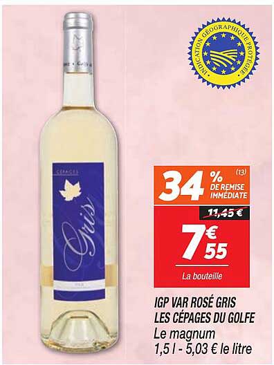 IGP VAR ROSÉ GRIS LES CÉPAGES DU GOLFE