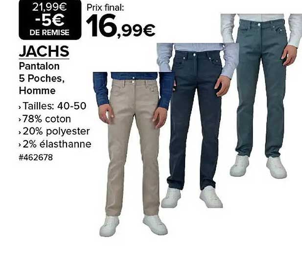 JACHS Pantalon 5 Poches, Homme
