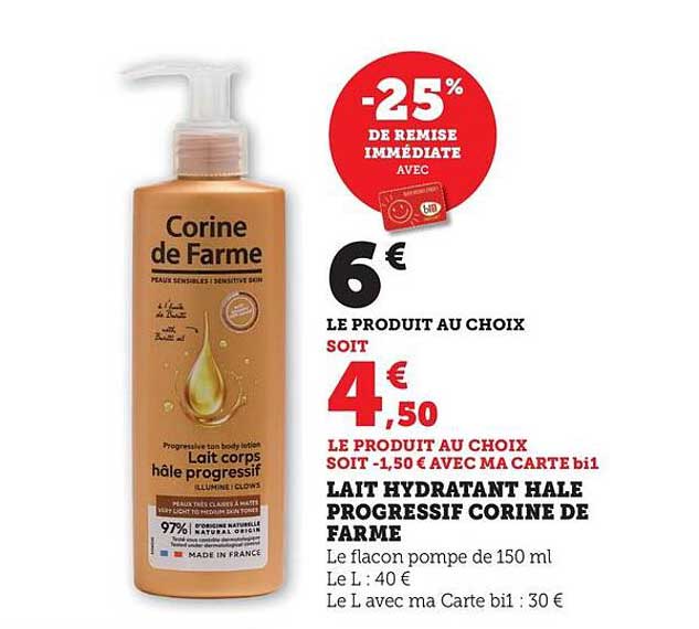 Lait Hydratant Hâle Progressif Corine de Farme