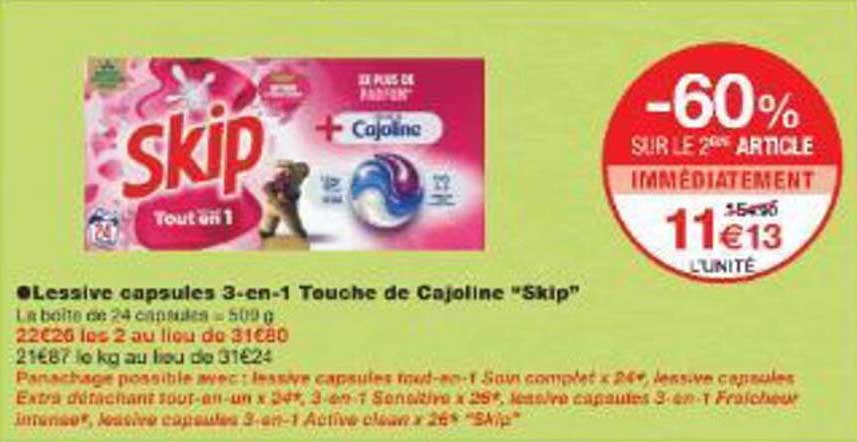 Lessive capsules 3-en-1 Touche de Cajoline "Skip"