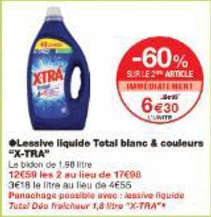 Lessive liquide Total blanc & couleurs "X-TRA"