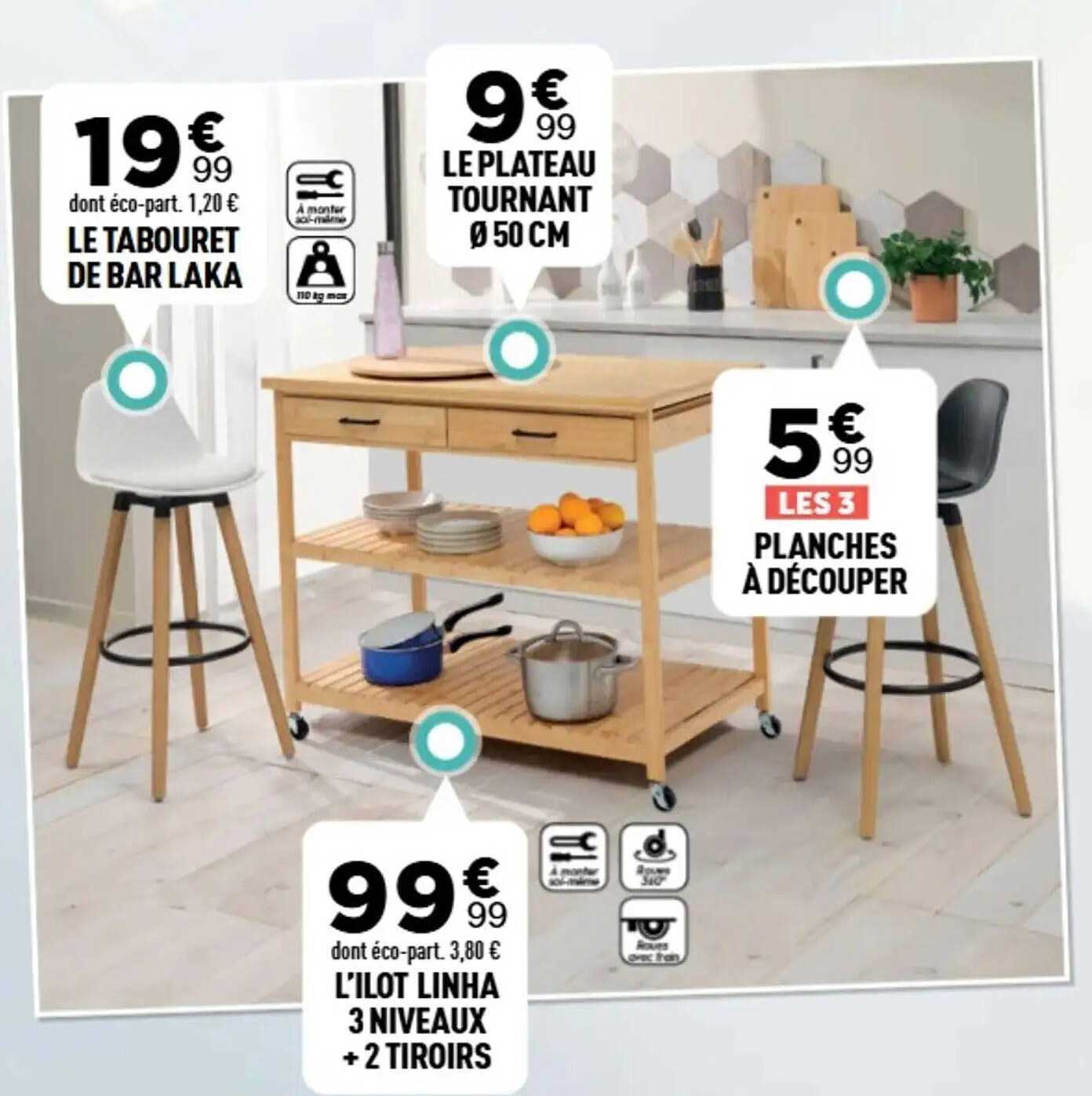 L’ILOT LINHA 3 NIVEAUX + 2 TIROIRS