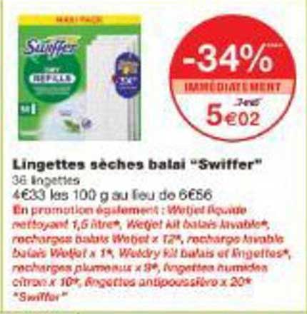 Lingettes sèches balai "Swiffer"