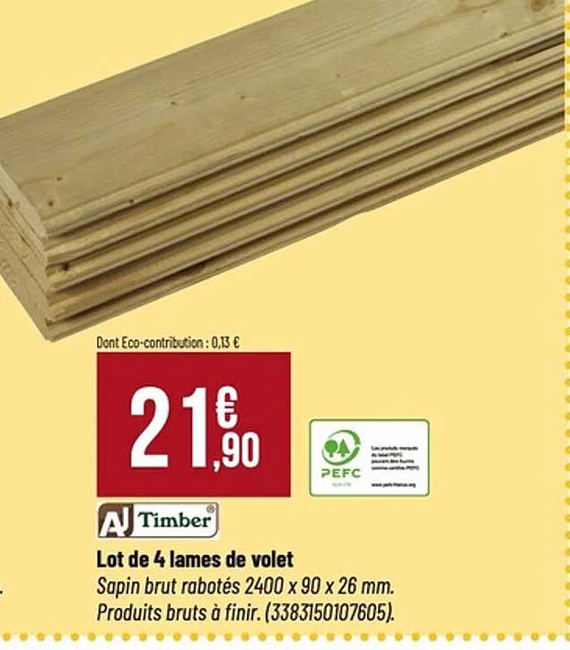 Lot de 4 lames de volet