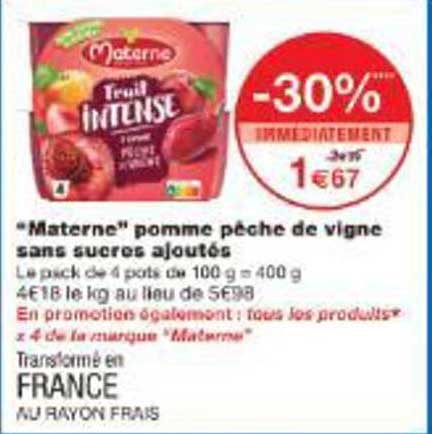 "Materne" pomme pêche de vigne sans sucres ajoutés